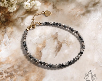Natural Black Tourmaline Bracelet, Protection Stone Jewelry, Dainty Minimalist Gemstone Bracelet, Spiritual Healing Gift for HerB69