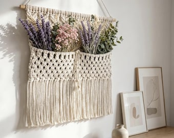 Macramé wandhangend opbergvak, boho hangende opberger voor kinderkamer, hal of woonkamer decorcadeau