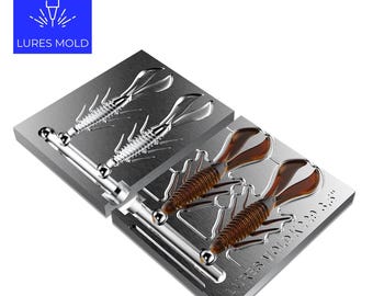 Bait DIY Fishing Mold Soft Plastisol Creatures K229 3.5inch 2cavity