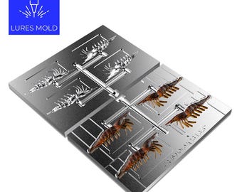 Bait DIY Fishing Mold Soft Plastisol Creature Shrimp K234 3.5inch 4cavity