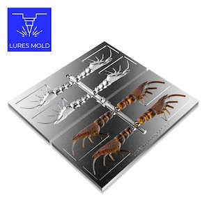 Bete DIY Fiskeform Mjuk Plastisol Creature Shrimp K202 3,5 tum 4 håligheter