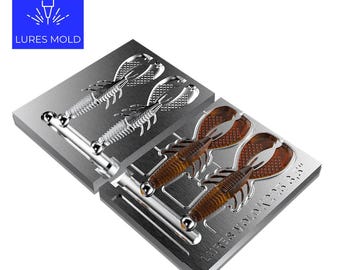 Bait DIY Fishing Mold Soft Plastisol Creature K225 3.5inch 2cavity