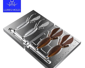 Bait DIY Fishing Mold Soft Plastisol Creatures K227 3.7inch 2cavity