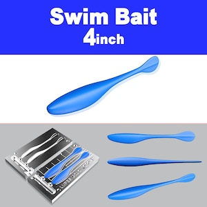 Swimbait Mold 3D Files: 4 inch STL, STP for CNC, 3D Print