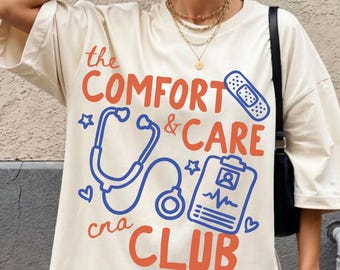 Comfort Colors CNA Shirt, Retro Certified Nursing Assistant Gift, Whimsical Caregiver Club Healthcare Apparel
