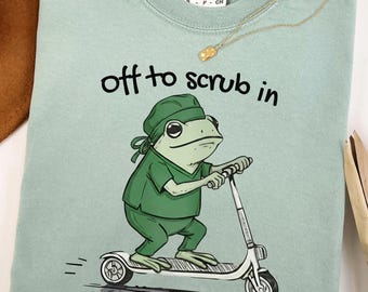 Funny Operating Room Nurse Shirt Frog Scooter Scrub Surgical RN Gift Unisex Healthcare Tee