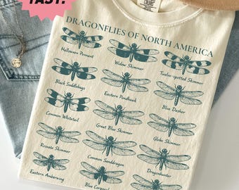 Dragonflies of North America Vintage Field Guide Shirt Nature Lover Entomology Wildlife Botanical Collection