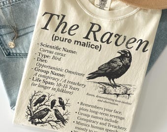 Raven Shirt: Gothic Bird Vintage Corvid Graphic Dark Academia Nature Lover Tee