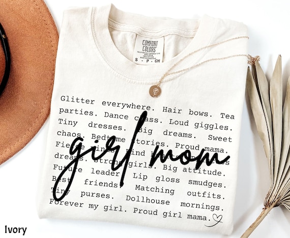 Girl Mom Shirt, Minimalist Mother Day Gift, Retro Typewriter Daughter Mama Comfort Colors Tee