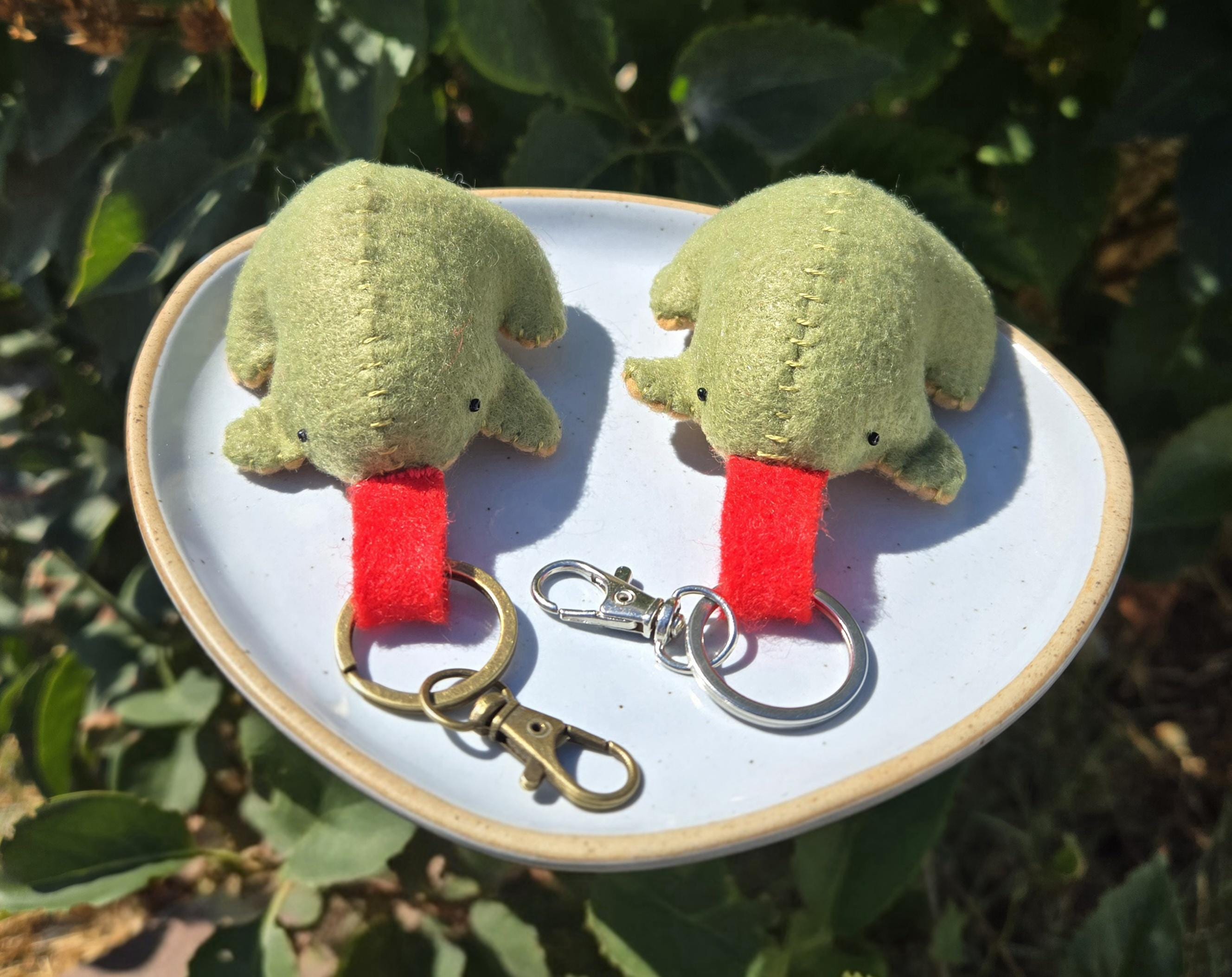 Handmade Felt Frog Keychain With Lucky Charm – Mini Plushie, Good