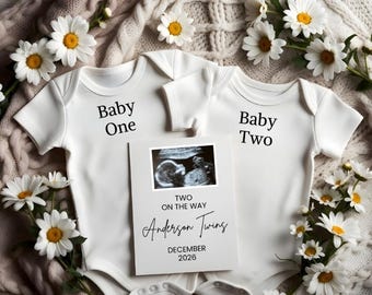 Minimalist Neutral Twin Pregnancy Cozy Baby Gender Reveal Digital Canva Template Editable Canva Minimal Announcement new adventure begins