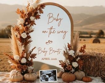 Sunset Mirror Baby Announcement Digital, Fall Pregnancy Baby Announcement, Little Secret Fall Baby idea  Reveal, Fall Boho Minimalist