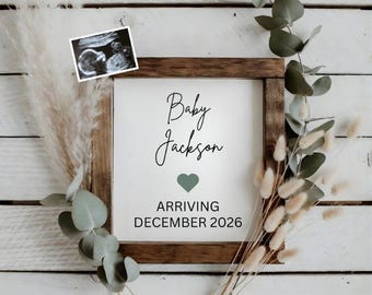Christian virtual Minimalist Pregnancy Announcement, Modern Social Media Baby Reveal (Digital)