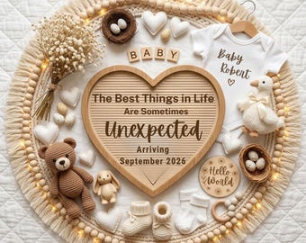 Unique Boho Baby Announcement 2026 Editable Canva Template | Unexpected Pregnancy Reveal | Gender Neutral Digital Download Social Media