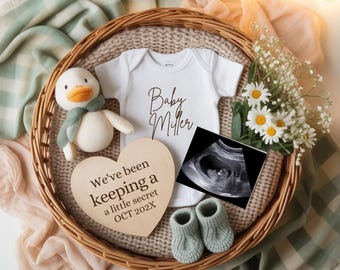 Silly Goose Pregnancy Announcement Canva Template | Sage Green Boho Baby Reveal | Gender Neutral Ultrasound Social Media Digital