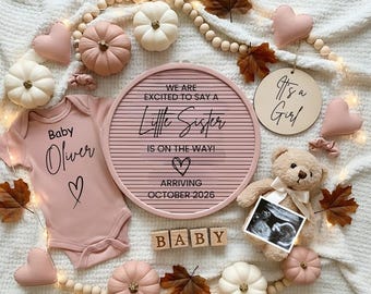 Baby Girl Pregnancy Announcement Template | Little Sister Reveal | Editable Digital Canva | It’s a Girl Gender Reveal Social Media Post