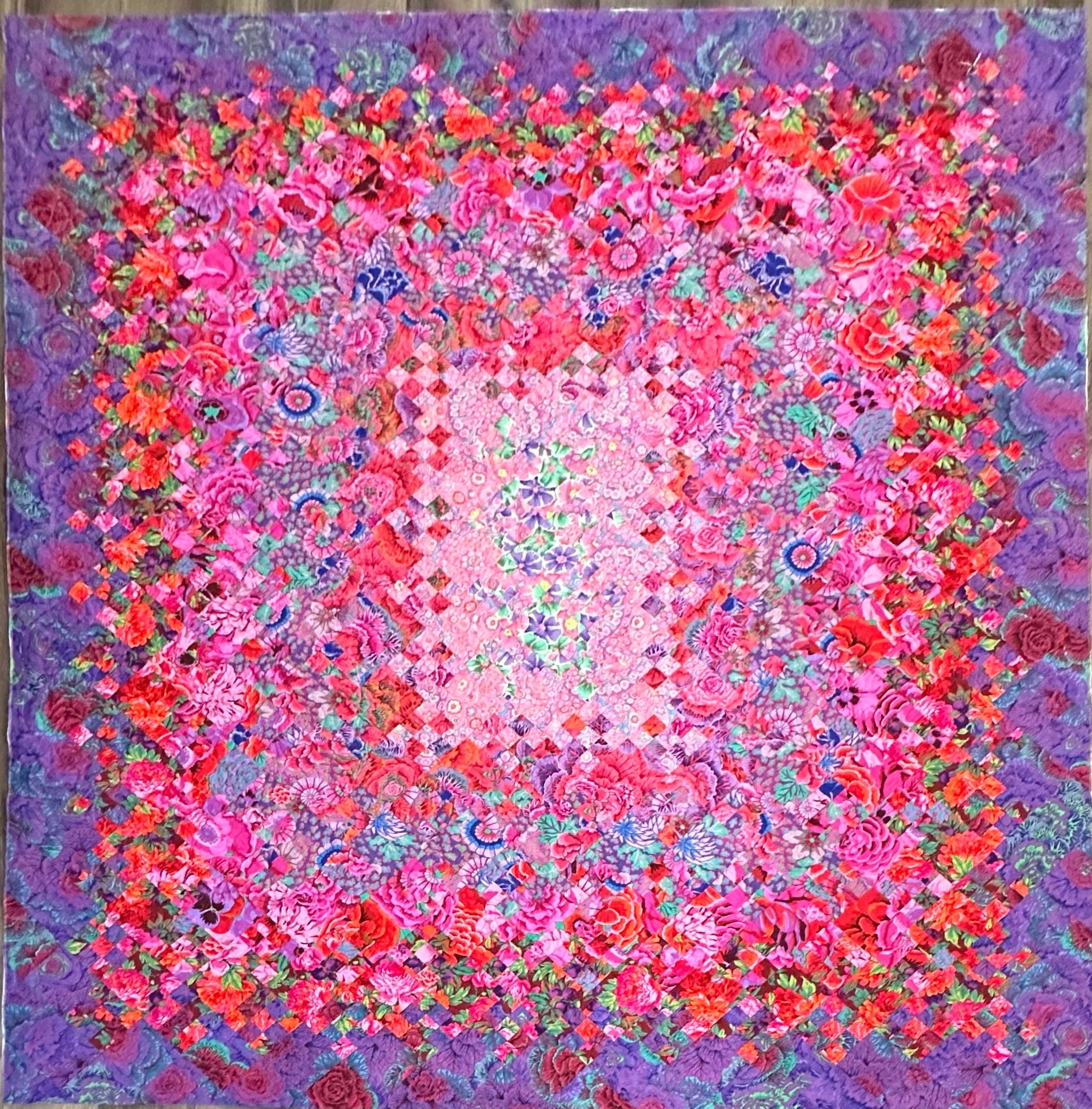 Midsummer Blooming Nine Patch Quilt Kit Featuring Kaffe Fassett