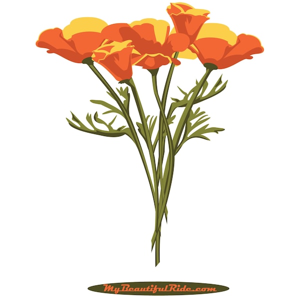 Pretty Bouquet of California Poppies Decal for your car, truck, camper, notebook, or laptop