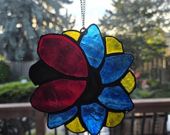 Stained Glass - Flowers with LadyBug