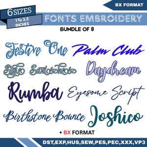 BX Cursive Machine Embroidery Font, Monogram Script Alphabet, Satin Stitch Font, PES, DST, Boho Signature Font, 6 Sizes, Instant Download