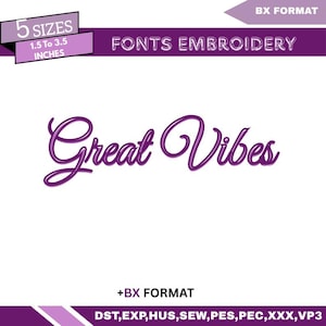 BX Cursive Machine Embroidery Font, Monogram Script Alphabet, Satin Stitch Font, PES, DST, Boho Signature Font, 5 Sizes, Instant Download