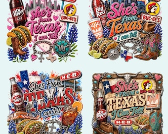 She’s From Texas I Can Tell PNG Bundle, Western Shirt Design, Texas Girl PNG, Texas Sublimation, Digital Download