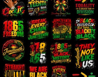 Juneteenth PNG Bundle Coquette Bow Black History Month Steppin' Into Juneteenth 1865 Free-ish Unapologetically Dope African Woman Quotes