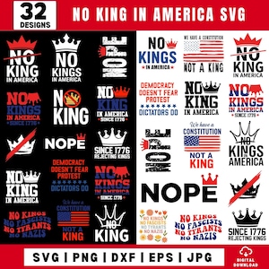 30+ No Kings in America bundle SVG,Digital Download, Patriotic Democracy PNG,no kings svg, No Kings in America Sign,Not my President,
