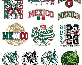 15 Mexico Soccer Logo SVG Png, Soccer svg, Mexican Soccer, Futbol SVG Layered Vector Files, Great for TShirts, Cricut cut files, Dxf,Eps