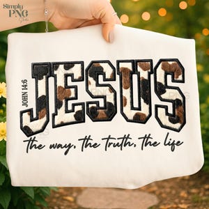 Cow Print Jesus PNG, Western Christian Bible Verse (Digital Download)