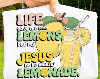 Christian Lemonade Sublimationsdesign: Inspirierendes Zitat PNG Das Leben hat mir Zitronen gegeben (Digitaler Download)