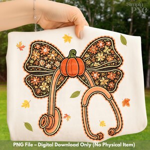Fall Nurse Png, Fall png, Stethoscope Nurse Png, Autumn Png, Nurse Png, Floral Pumpkin Fall Png, Thanksgiving Png, Fall Cozy Season Png