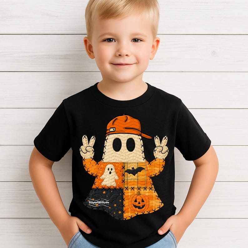 Halloween Ghost PNG | Boy and Girl Patchwork Ghost Sublimation File