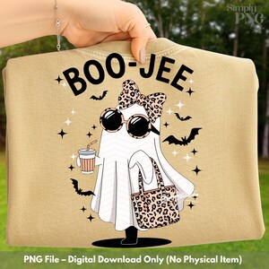 Boo Jee Leopard Ghost PNG: Halloween Coffee Shirt Design (Digital Download)
