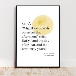 THE GREAT GATSBY Quote Digital Print| F. Scott Fitzgerald| Literature Quote| Wall Art| Aesthetic Decor|| Book Quote| Literature