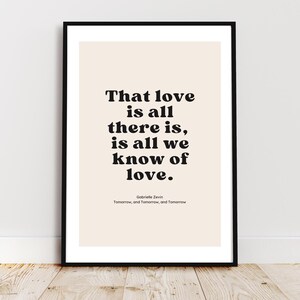 Tomorrow Tomorrow and Tomorrow Digital Poster Gabrielle Zevin Book Quote Wall Art Book Lover Gift Room Decor Aesthetic Home Library Love