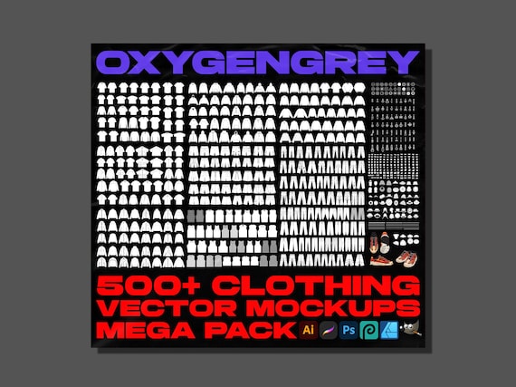 500+ Clothing Vector Mockups Mega Pack: Fashion Design Templates (Ai, PNG, Procreate Brushset Files)
