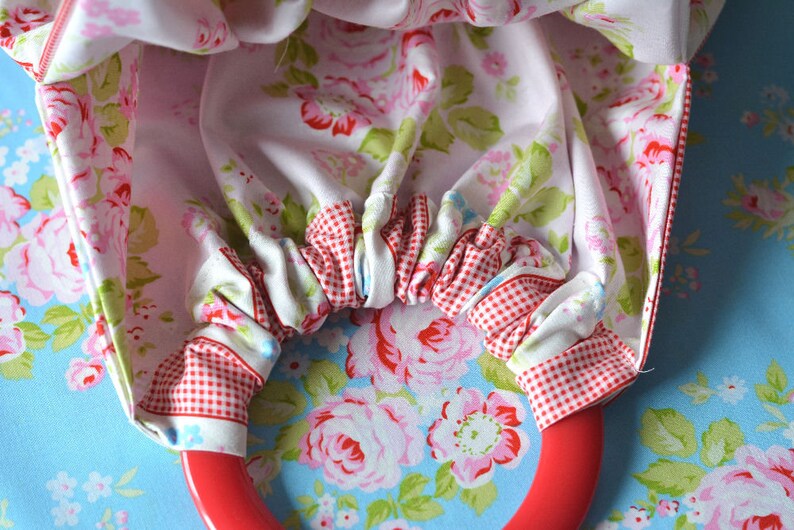 Shabby Chic Tasche Beutel Rot Gestreifte Tasche Markttasche Rote Henkel Beuteltasche Baumwollstoff Streifen