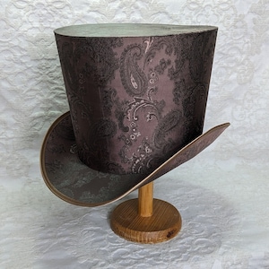 Brown top hat, steampunk top hat, paisley hat, historic hat, brocade hat, cosplay costume hat, classic top hat, festival hat, convention hat