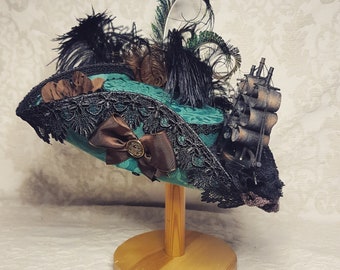 【一点物】 handmade pirate hat gothic Brazen Pirate Hat - the Night Walker of the Tides Tricorne