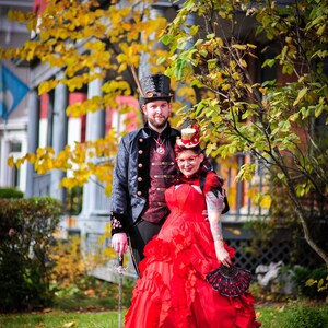 Red Mini Top Hat, Vamp Romantic hatinator for a Gothic, Victorian or Vampire Wedding theme image 10
