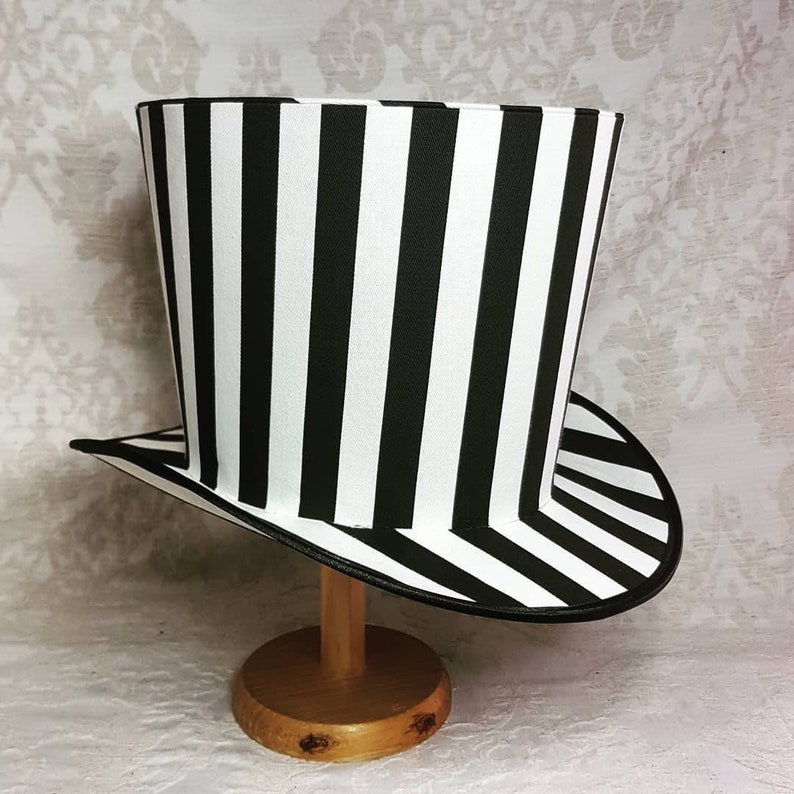 Striped Hat Undecorated Top Hat Black and White Full Size Etsy