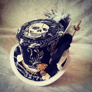 Skull Mini Top Hat, Steampunk Pirate Costume Hat