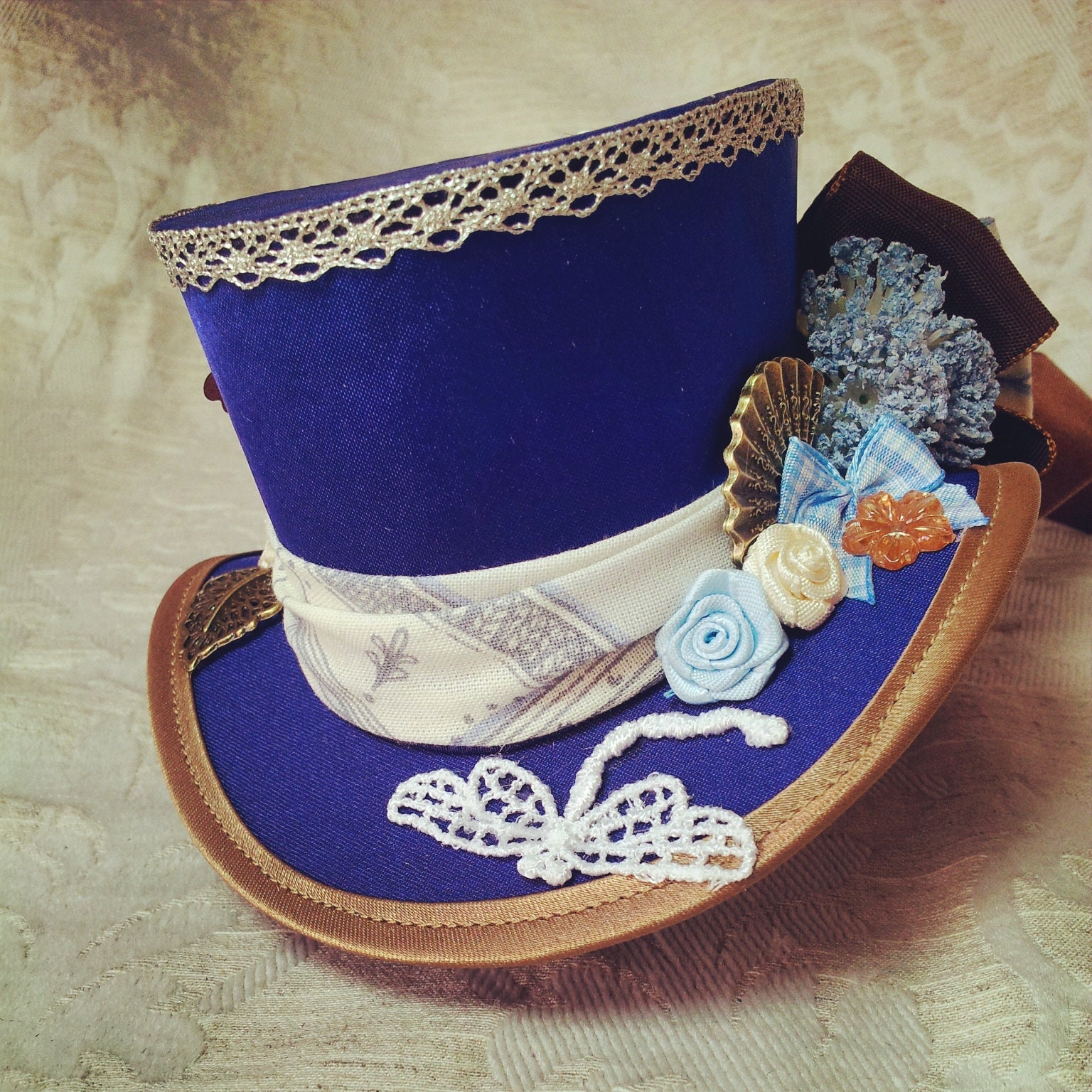 Blue Mini Top Hat Steampunk Mini Hat 