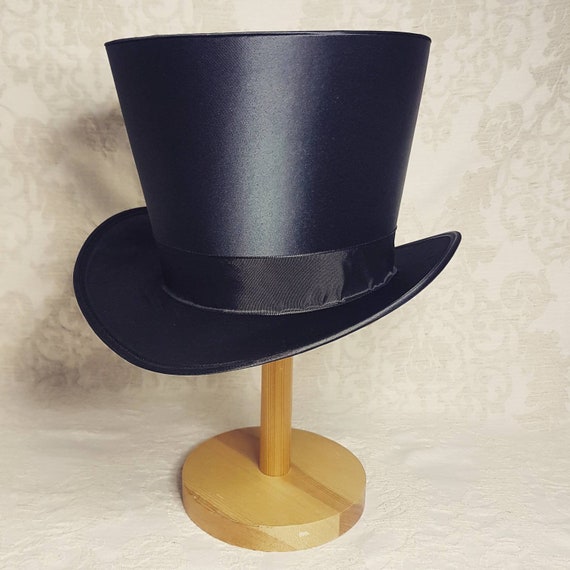 Top Hat Black Satin Look Victorian Costume Topper Top Hat Black Satin Look Victorian Costume Topper
