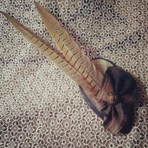 Tweed Fascinator, Steampunk Fascinator, Accessory, Burlesque, Rockabilly, Steampunk Wedding, Vintage style, country style, feathers