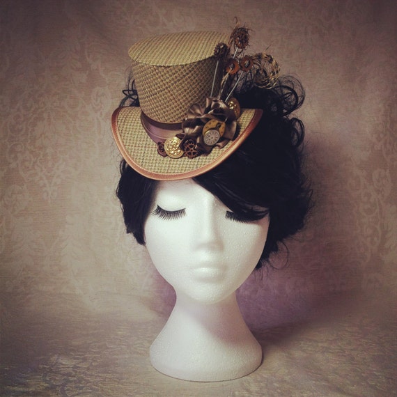 Tweed Mini Top Hat for Steampunk, Dapper and Dandy Costumes