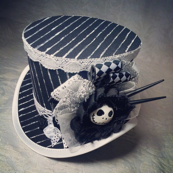 Black and White Hat Gothic Mini Top Hat Gothic Lolita Dark Tea Party Pinstripe Hat Festival Hat Cute Top Hat Hatinator Kawaii Hat Etsy UK
