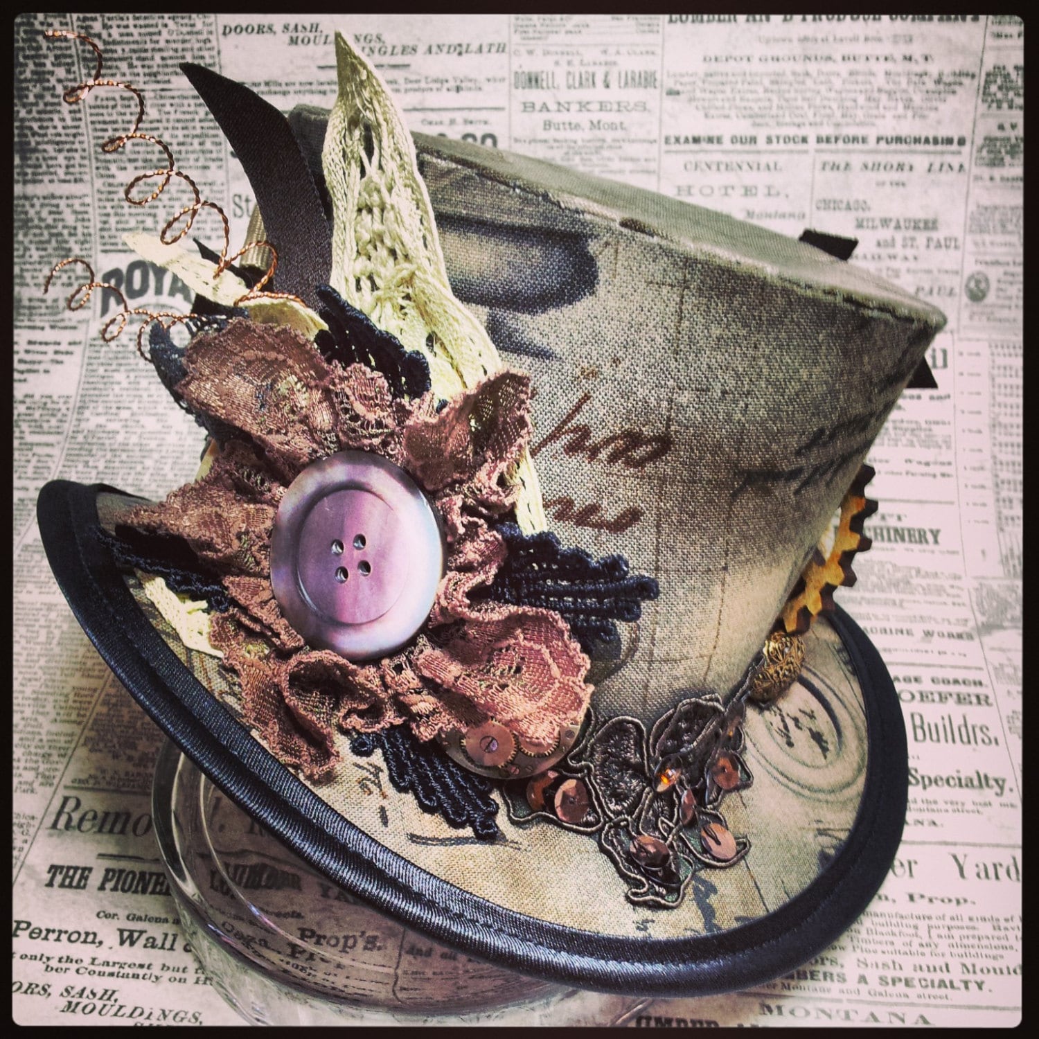 Steampunk Mini Top Hat, Gothic Lolita Headband Tiny Topper 