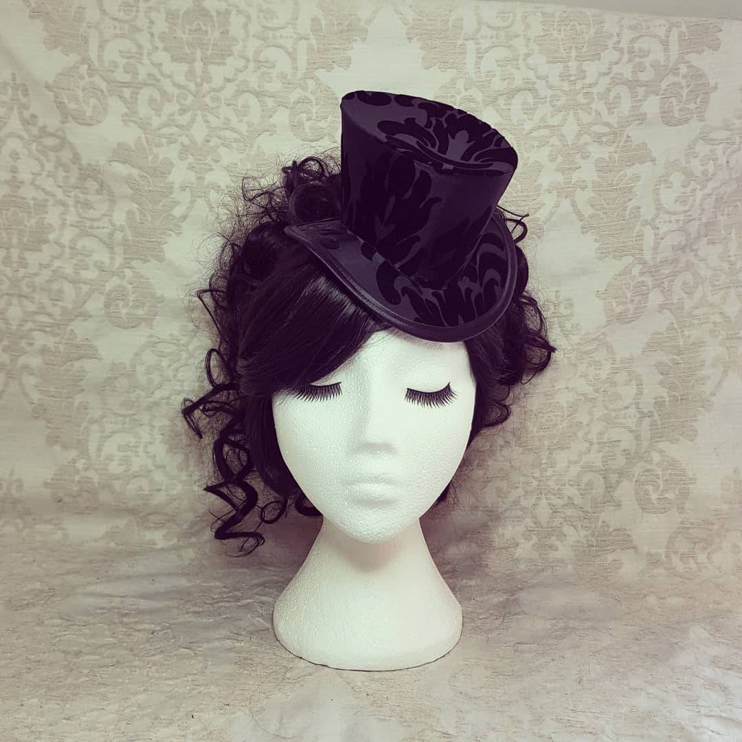 DIY Black Mini Top Hat Black Mini Hat Black Brocade Top Hat Etsy Canada